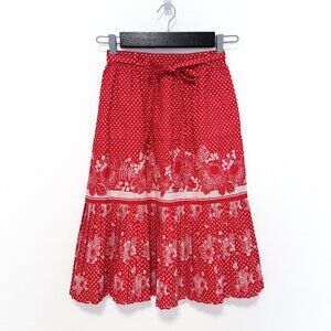 70s Vintage Red and White Floral Prairie Skirt XS